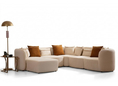 Wunnzëmmer Beige Modern Sofa L-Form Sëtz Ecksofa Couch Polstermöbel