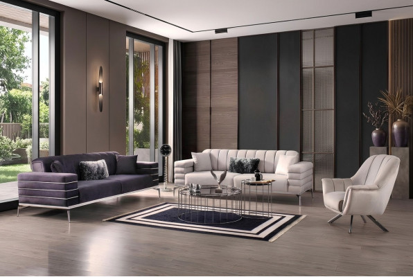 Canapé-Set 331 Sëssen Luxus Miwwelen Wunnzëmmer Canapé Sofa Polster 3 Stéck.