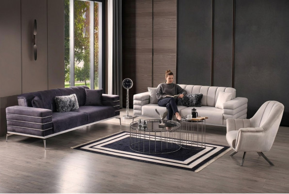 Canapé Samt Polster Sëtz 3311 Design Canapéë Metall Garnitur Couchen Nei