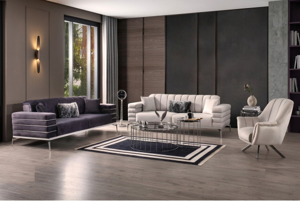 Canapé Samt Polster Sëtz 3311 Design Canapéë Metall Garnitur Couchen Nei