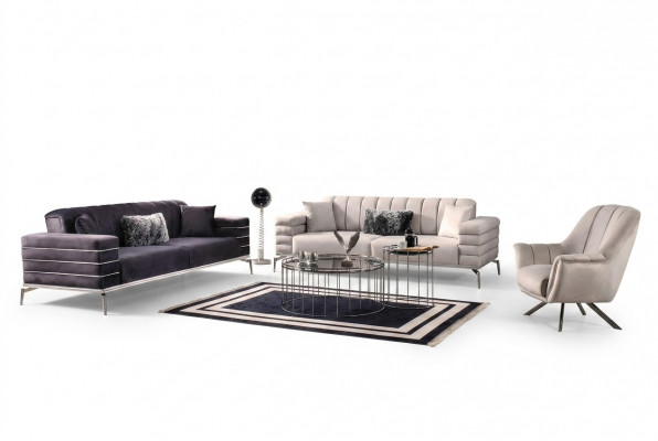 Canapé Samt Polster Sëtz 3311 Design Canapéë Metall Garnitur Couchen Nei