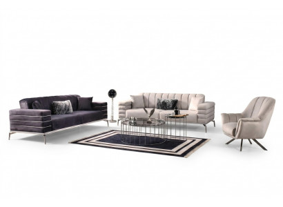 Canapé Samt Polster Sëtz 3311 Design Canapéë Metall Garnitur Couchen Nei