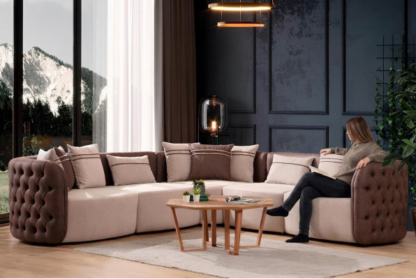 Sofa Miwwelen Wunnlandschaft Luxus Modern Eckgarnitur Ecksofa L-Form Polster.