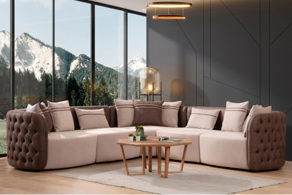 Sofa Miwwelen Wunnlandschaft Luxus Modern Eckgarnitur Ecksofa L-Form Polster.