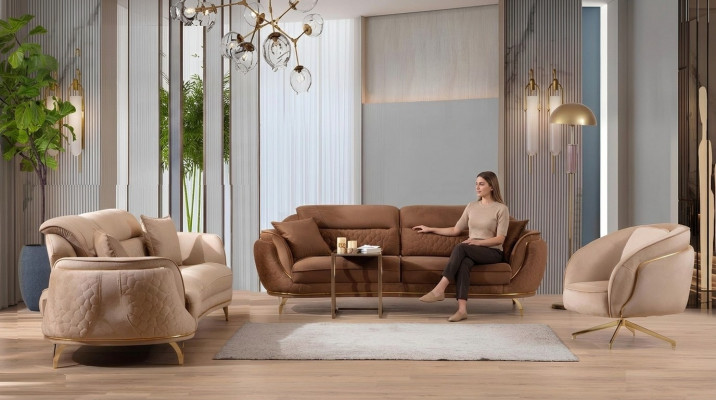 Canapé Set 3 3 1 Sëtzer Stoff Couchen Polsteren Garnitur Sofas Design