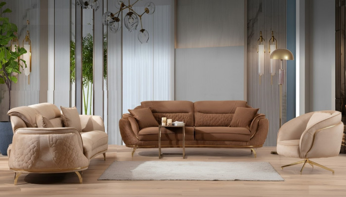 Canapé Set 3 3 1 Sëtzer Stoff Couchen Polsteren Garnitur Sofas Design
