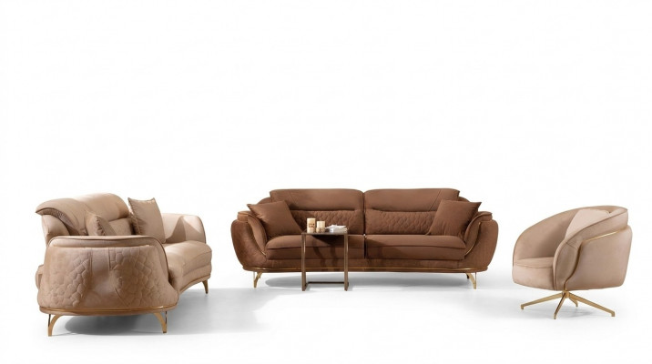Sofa-Sëtzung a italieneschem Stil Komplett Saz 3+3+1+1 Sëtz-Garnitur