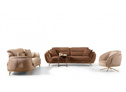 Sofa-Sëtzung a italieneschem Stil Komplett Saz 3+3+1+1 Sëtz-Garnitur
