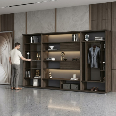 Designer Schaf Stotzen Schief Liewenszëmmer Luxusbüro Miwwelen Regal Holz