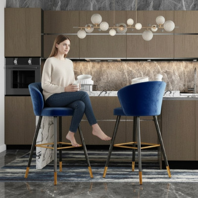 Barhocker Barstull Blo Samt Design Barstillen Bar Hocker Still Nei