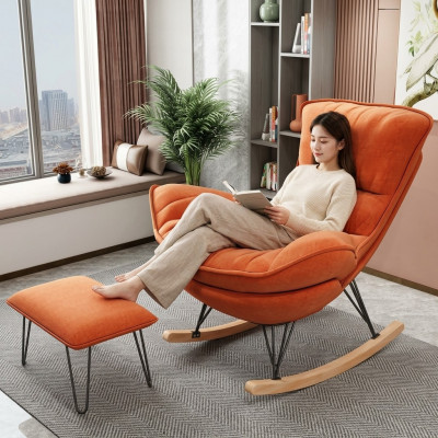 Sessel Design Relax Orange Textil Wunnzëmmer Polster Luxus Einsëtzer