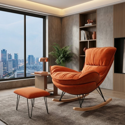 Sessel Design Relax Orange Textil Wunnzëmmer Polster Luxus Einsëtzer