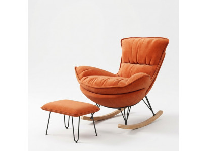 Sessel Design Relax Orange Textil Wunnzëmmer Polster Luxus Einsëtzer
