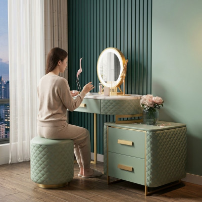 Schminktisch Design Dëscher Kosmetik Coiffer Spigel Konsol Schlofzëmmer