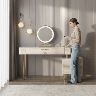 Schlofkummer Miwweldesign Schminktisch Modern Konsolendësch Luxus Nei