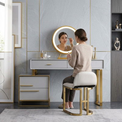 Dësch Modern Konsole Spigel Schminktisch Schlofkummer Kosmetik Dësch