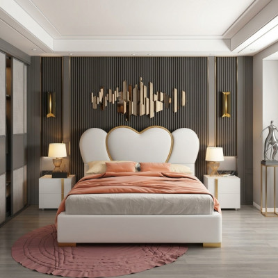 Design Bett, Schlofkummer, Duebelbett, Hotel, Luxus, Gepolstert, Ariichtung