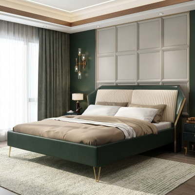 Luxus Textilbett Duebel Design Schlofzëmmer Better Metall Gréng Nei