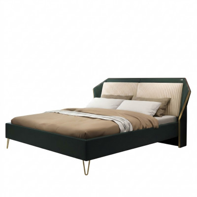 Luxus Textilbett Duebel Design Schlofzëmmer Better Metall Gréng Nei