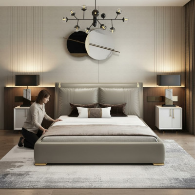 Modern Schlofkummer Bett Luxus Duebel 180x200 Miwwelen Better Ariichtung