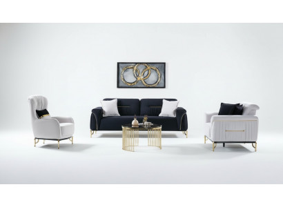 Design Wunnzëmmer Set Sofagarnitur 3+3+1 Wunnzëmmer Miwwelen Garnituren Samt