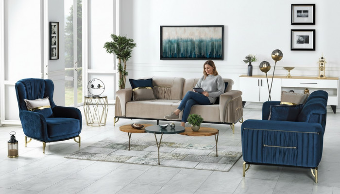 Designer Sofa-Garnitur 3+3+1 Sëtzer Couch Polster Nei Sëtz-Garnitur Set