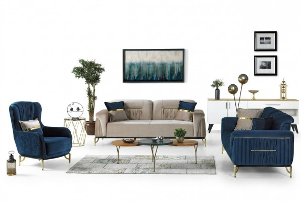 Designer Sofa-Garnitur 3+3+1 Sëtzer Couch Polster Nei Sëtz-Garnitur Set