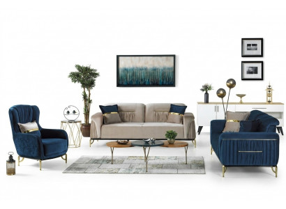 Designer Sofa-Garnitur 3+3+1 Sëtzer Couch Polster Nei Sëtz-Garnitur Set
