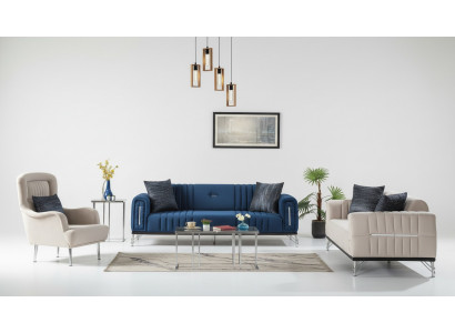 Modern Canapéset 3+3+1 Sëtzer Fotell Textil Sofa 3tl. Set Design Neit