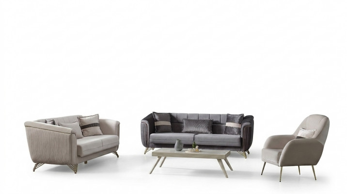 Designer Sofagarnitur 3+3+1 Sëtzer Couch Polster Sëtzgrupp Samt Set Gro