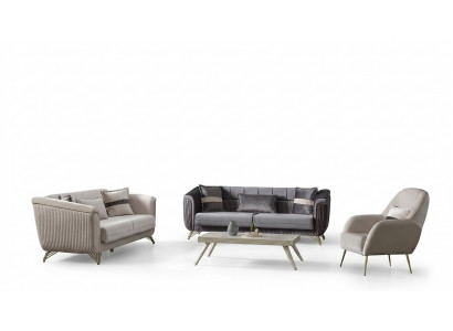 Designer Sofagarnitur 3+3+1 Sëtzer Couch Polster Sëtzgrupp Samt Set Gro