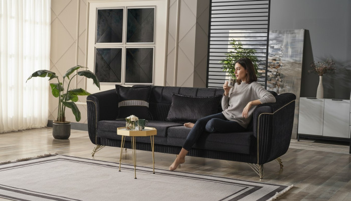 Edele Dräisëtzer Sofa Modernen 3 Sëtzer Stilvollt Sofa 228cm Brong Miwwelen