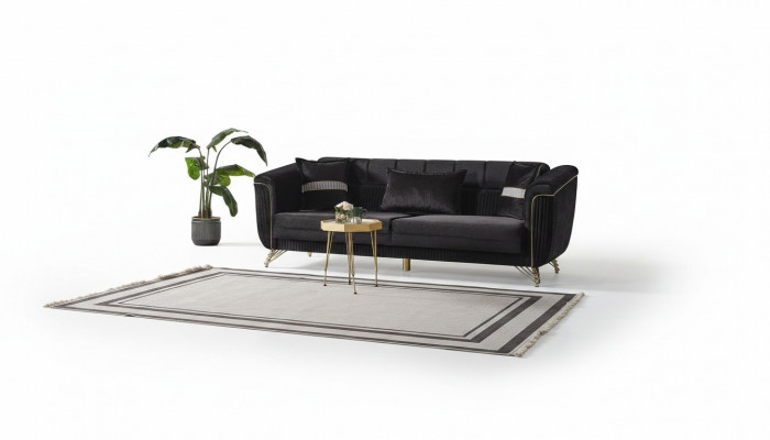 Edele Dräisëtzer Sofa Modernen 3 Sëtzer Stilvollt Sofa 228cm Brong Miwwelen