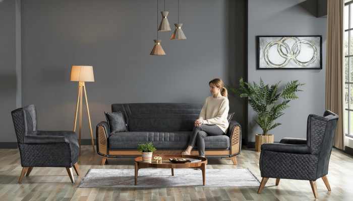 Modern Design Wunnzëmmer Set Sofa Garnitur 3+3+1 Gro Wunnzëmmer Miwwel Set