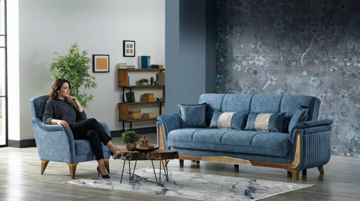 Sofagarnitur 3+1 Sëtzer Sofa Set Komplett Textil Holz Wunnzëmmer Luxus Sofa Nei
