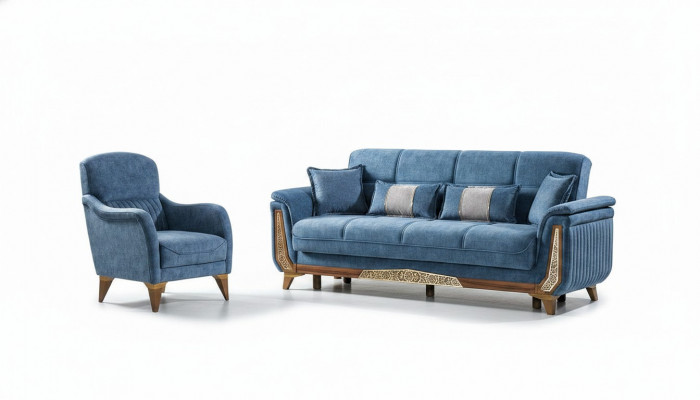 Sofagarnitur 3+1 Sëtzer Sofa Set Komplett Textil Holz Wunnzëmmer Luxus Sofa Nei