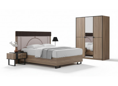 Schlofzëmmer Set Luxus Komplett Bett +2x Nuetsdëscher 3tlg. Modern Set Nei