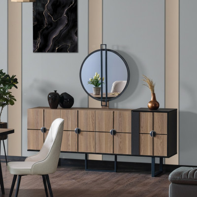 Säitendësch Anrichte mat Spigel Luxus Garnitur Kommode Holz Kommoden 193cm