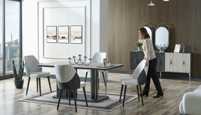 Luxus Iesszëmmer Set Iessdësch 6x Still Buffet Iessgruppen Iessgrupp 8 tlg