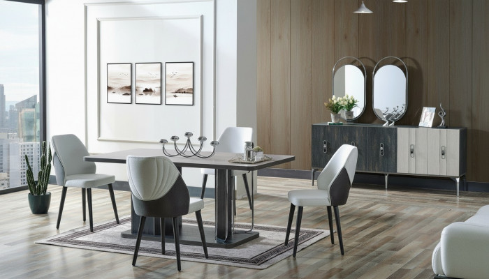 Luxus Iesszëmmer Set Iessdësch 6x Still Buffet Iessgruppen Iessgrupp 8 tlg