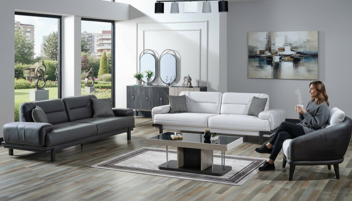 Sofagarnitur 3+3+1 Sëtzer Textil Modern Komplett Fotell Sofa 3 Sëtzer Luxus