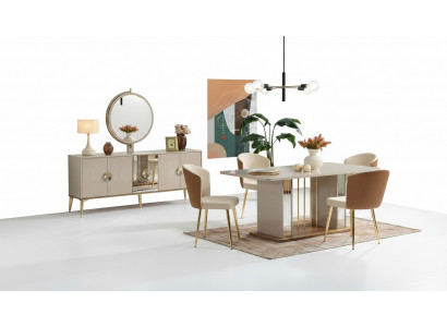 Luxuriéis Iesszëmmer Set Iessdësch + 6x Still + Anrichte Iessgruppen Neit 8 Deeler
