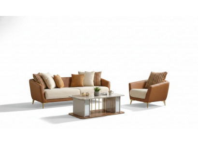 Luxus Sofagarnitur Set Wunnzëmmer Sofa Set Sofagarnitur 3+1+Couchdësch Modern Nei
