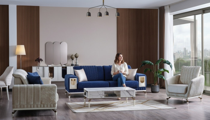 Sëtzkombinatioun 3+3+1 Sofa Miwwelen Luxus Set Sëtzkombinatioun Modern Set Neit 3-Deeler