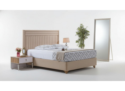 Modern Schlofzëmmer Set Bett + 2x Nuetsdëscher Design Miwwelen 3 Deeler. Nei EU
