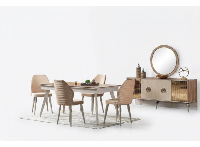 Design Iesszëmmer Komplett Iessdësch + 6x Still Modern Miwwelen Holzdësch Nei