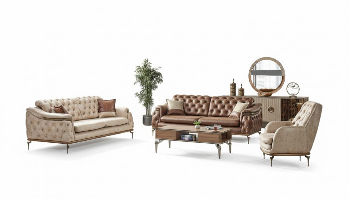 Sofagarnitur 3+3+1 Sëtzer Chesterfield Modern Stil Garnitur Set 3tlg. Canapé Relax Nei