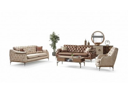 Sofagarnitur 3+3+1 Sëtzer Chesterfield Modern Stil Garnitur Set 3tlg. Canapé Relax Nei