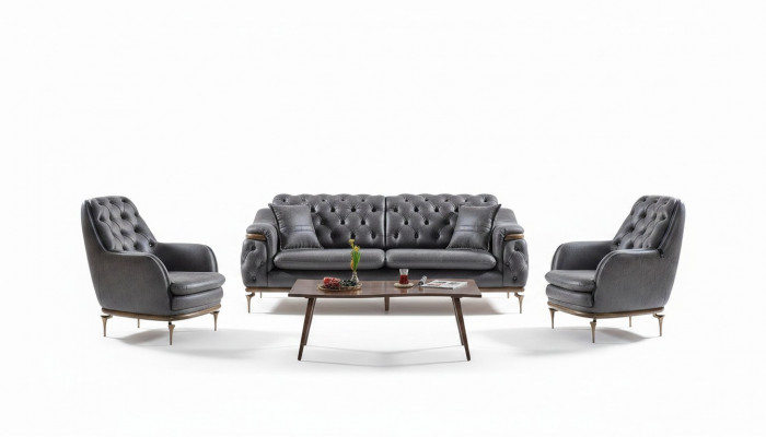Stilvoll Chesterfield Wunnzëmmer Set Sofa Garnitur 3+1+1 Sëtzer Canapé