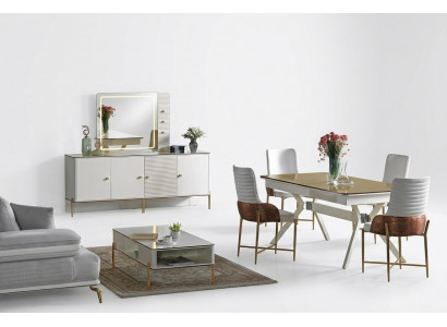 Iesszëmmer Set Garnitur Dësch 6x Still Design Modern Miwwelen Luxus Sideboard